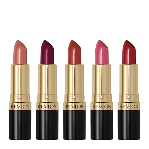 REVLON Super Lustrous Lipstick Gift Set, 5-Piece, Creamy Formula, Moisturized