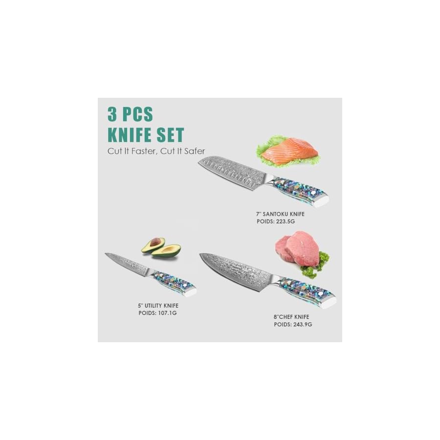 KEENZO-Damascus-chef-knife-set-3-pcsProfessional-kitchen-knives-setChefSantokuUtility-Knives-3pcskitchen-knife-setJapanese-hand-forged-VG-10-steel-cooking-knife-set KEENZO Damascus chef knife set 3 pcs,Professional kitchen knives,Chef+Santoku+Utility Knives 3pcs,kitchen knife set,Japanese hand forged VG-10 steel cooking knife set