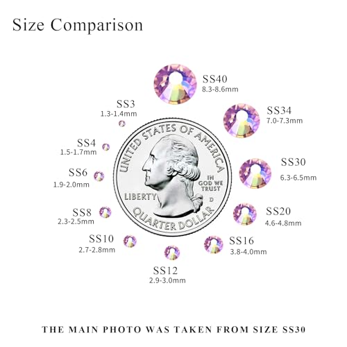 Image of 1440PCS SS4 Crystal Glass Flatback Rhinestones, Round Flat Back Crystal Gems for Nail Art and Craft Clothes, Glue Fix Diamond Stones Light Pink AB (1.5-1.7mm)