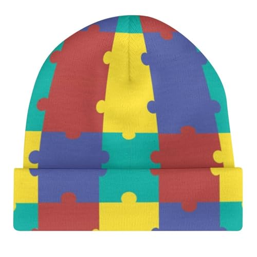 Autism Awareness Kids Beanie Hat for for Girls Boys Children Cap Winter Knitted Chemo Cancer Headwear Accessories Gifts Decoration Black4