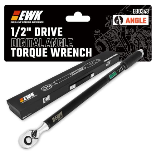 Image of EWK 1 /2 inch Drive Digital Angle Torque Wrench 12.5-250 ft-lbs (17-340 Nm) | ISO 6789, ±1.5% clockwise / ±2.5% counterclockwise / ±2% Angle, LCD Display, LED Buzzer Vibration Alert, 30 Memory Values