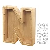 AORCMITN Wooden Personalized Piggy Bank Toy Alphabet for Boys Kids Money Jar Coin Girls Adults...