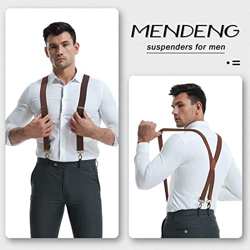 Image of MENDENG Suspenders for Men Heavy Duty Swivel Hooks Retro X-Back Adjustable Brace