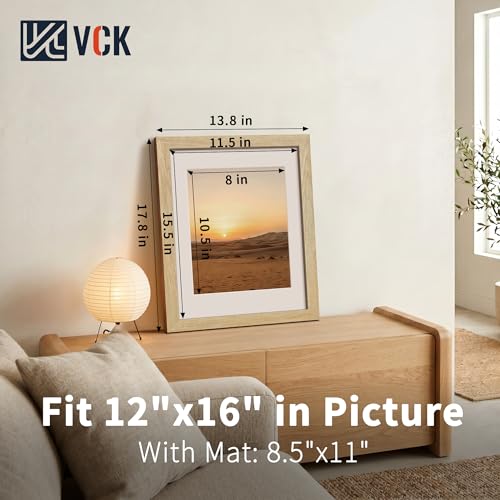 Image of VCK 12x16 Picture Frame 5 Pack, Natural Exclusive Wood, HD Glass, for Print