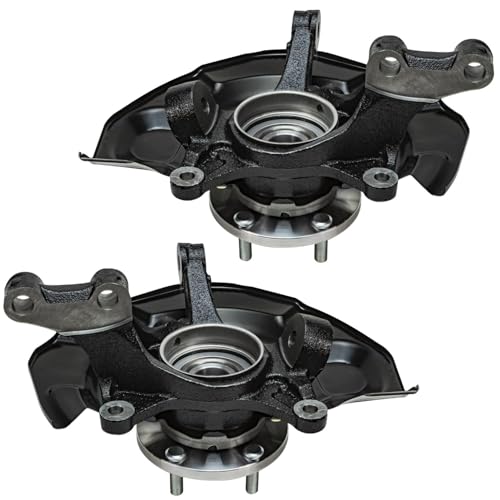 Image of Detroit Axle - Front 4pc Steering Knuckles Kit for 04-07 Toyota Highlander, 2 Steering Knuckles & Wheel Bearing Hubs 2 Struts w /Coil Spring 2004 2005 2006 2007 Replacement Suspension