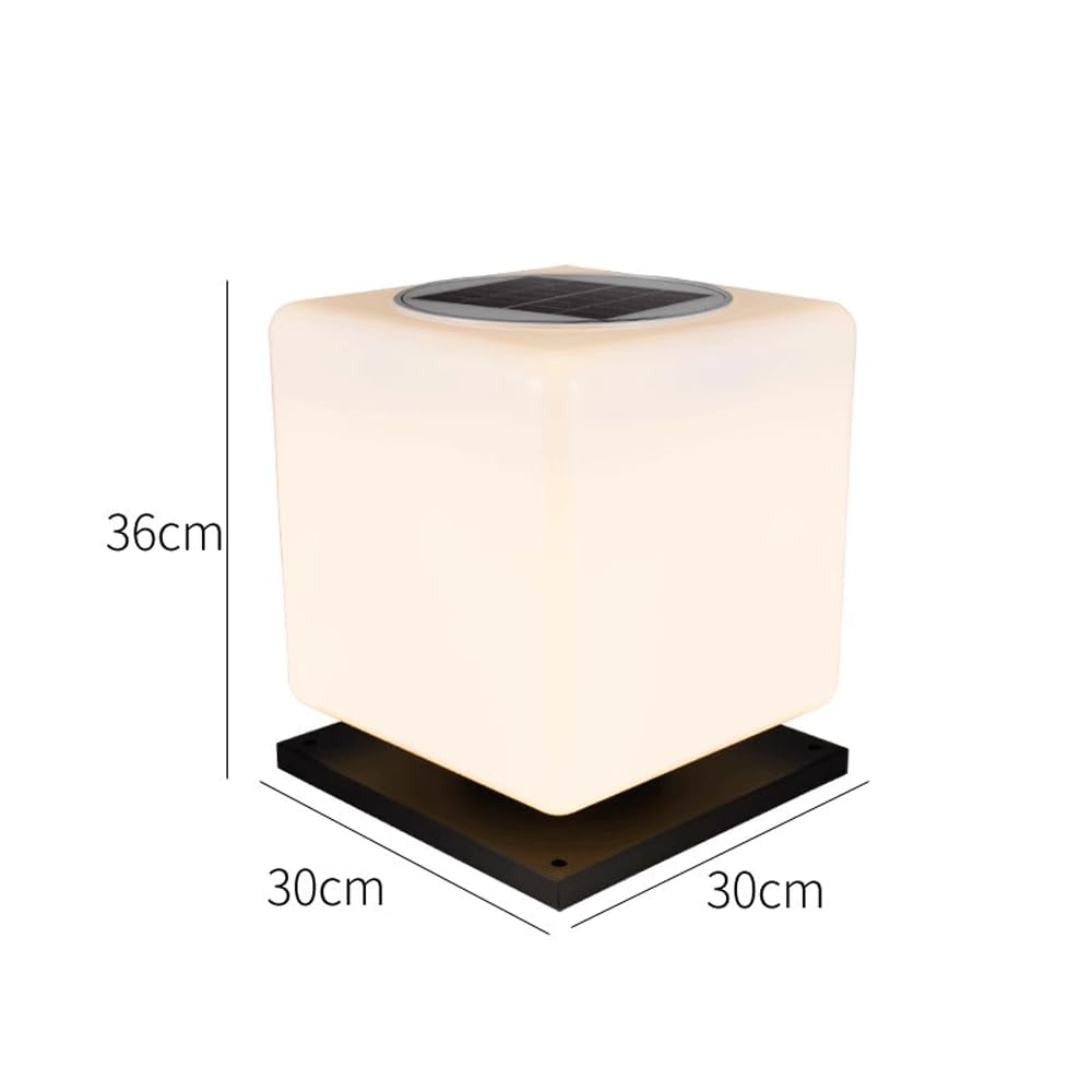 HZWJIA Solar Pillar Lamp 3000K/6000K Luxury Landscape Lighting Pillar Head Lamp IP65 Waterproof Pillar Head Lamp Black Outdoor Waterproof Solar Pillar Lamp Suitable For Courtyard Park Community Pillar