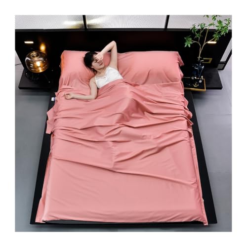 Saco de dormir Forro de algodón Sólido Saco de dormir de compresión portátil Sábanas de viaje for adultos for hotel for acampar Tienda de cruceros Viajes familiares de negocios(Pink,180x210cm-70x82')