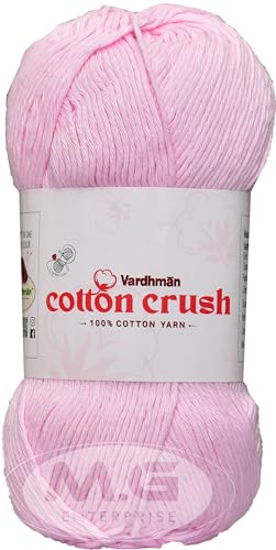 Image of M.G ENTERPRISE Cotton Crush 8-ply Baby Pink 200 GMS 100% Cotton Ball Hand Knitting Cotton /Art Craft Soft Fingering Crochet Hook Yarn, Needle Knitting Yarn Thread Dyed-DQ Art-AFDJ
