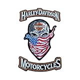 Embroidered Harley Skull/Rockers Large Iron-on/Sew-on Back Patch for Biker/Motorcycle Vest Patches