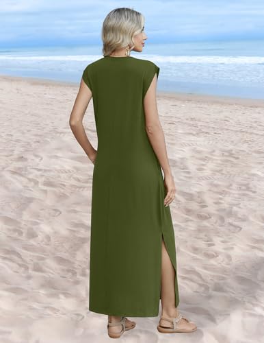 Image of Zeagoo Summer Dresses for Women 2026 Long Maxi Sundresses Loose Split Wrinkle-Free Beach Travel Vacation Clothes