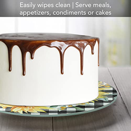 Counterart Sunflower Fields 4Mm Heat Tolerant Tempered Glass Lazy Susan Turntable 13" Diameter Cake Plate Condiment Caddy Pizza Server #TOP3