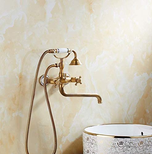 Ensemble de douche cuivre bronze antique céramique avec douchette téléphone - 3