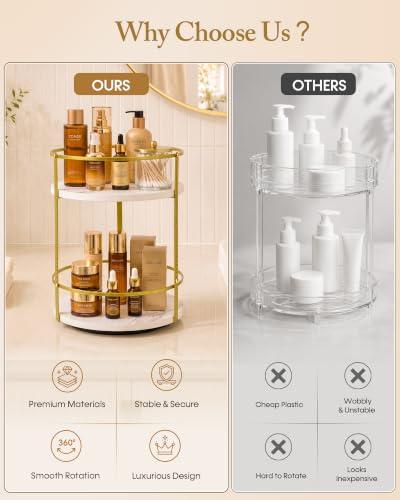 OHOBOX Rotating Bathroom Counter Organizer, 2-Tier Makeup Organizer - image 8