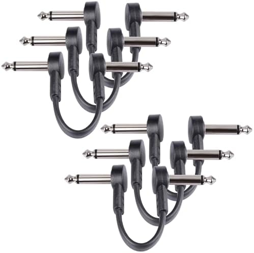 6-Pack 3 Inch Flat Guitar Patch Cables Short Pedal Cable