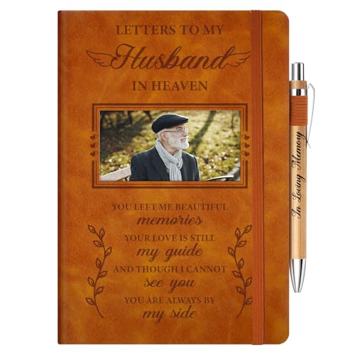Vetbuosa Memorial Gifts For Loss Of Husband,Grief Journal With Photo Insert,Letters To My Husband In Heaven,Loss of Husband Sympathy Gift - 200 Pages Notebook A5 With Pen