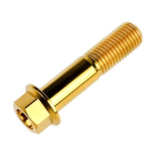 Image of Titanium Bolt Hex Small Flange Head M12x50mm Pitch 1.25, Gold | 30 35 40 45 50 55 60 65 70 75 80 85 90mm 1.25 /1.5mm Pitch Screws for Motorcycle Car Modification Pack of 4