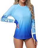 VAYAGER Damen Rashguard Langarm Schwimmshirt UPF 50+ UV-Schutz Schnelltrocknend mit Daumenlöchern – Dehnbare, Atmungsaktive Bademode für Surfen, Schwimmen, Angeln & Strand