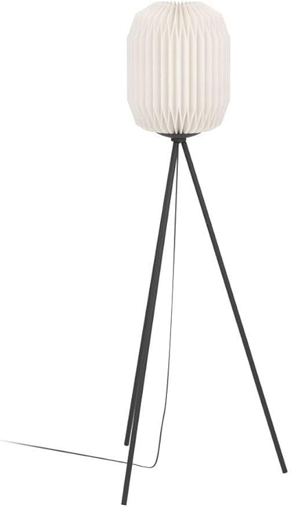 Eglo Eglo Driepoot vloerlamp Belgrave, staande lamp Japanse stijl, driepotige staanlamp woonkamer, woonkamerlamp van metaal in zwart en papier in wit, FSC, E27 fitting