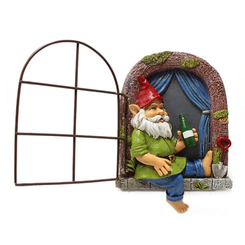 Sunicon Gnome Tree Hugger Resin Elf Out The Door Tree Hugger Funny Garden Tree Decoration for Outdoor