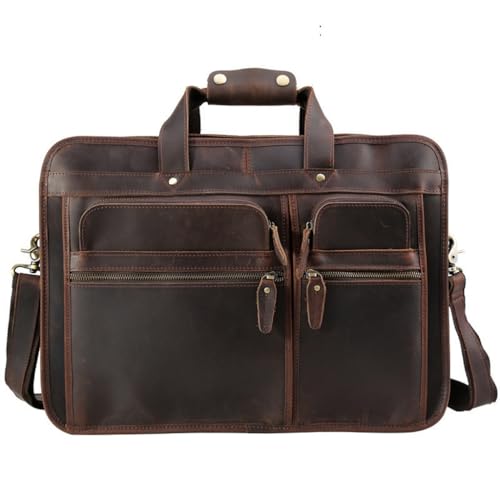 HBJWOV Leather Briefcase for Men,Business Travel Messenger Bag,Large Laptop Work Bag