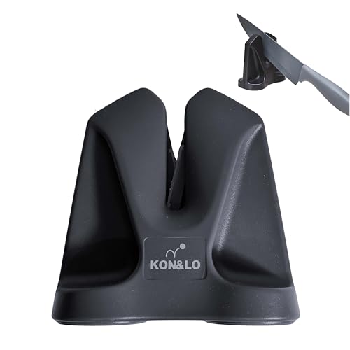 Afilador cuchillos profesional | Seguro y fácil de usar | Afila cuchillos de diferentes tipos y tamaños | Base de silicona antideslizante, ángulos ajustables y resorte incorporado | Color gris.