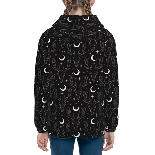 Mystical Deer Skull Kids Pullover Hoodies Boys Sweatshirts Girls Athletic Clothes with Pocket4