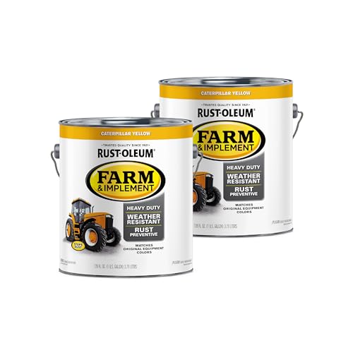 Image of Rust-Oleum 280179-2PK Farm & Implement Enamel Paint, Gallon, Caterpillar Yellow, 2 Pack