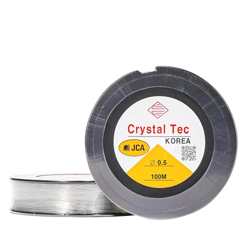 Genuine Crystal Tec Korea TPU Cord -Clear 0.5mm in Diameter, 100m (328 ft) Easy to Knot, Strong & Stretchy String for Making Beaded Jewelry