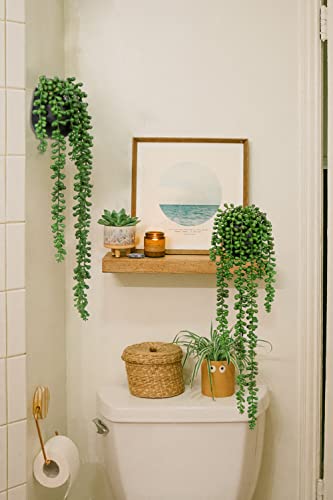 Artificial Hanging Plants 2Pcs Fake Hanging Plant 21" Long String Of Pearls Plants In Black Ceramic Faux Hanging Plant Artificial Decor Home Bedroom Shower Wall Table Shelf #TOP2