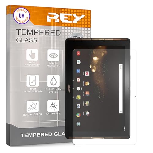 REY Protector de Pantalla para Tablet Acer ICONIA Tab 10 A3-A40 10.1", Cristal con Doble Protección UV, Vidrio Templado Premium 9H+