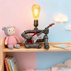 WIBOTA Cool Table Lamp - Vintage Steampunk Decor, A Very Relevant Gift for Music Fanatics & Guitar Aficionados
