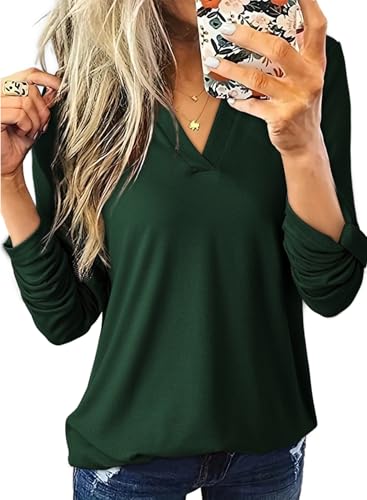 Image of Dokotoo Womens Tops Plaid Cotton Cuffed 3 /4 Sleeve Shirts Blouses