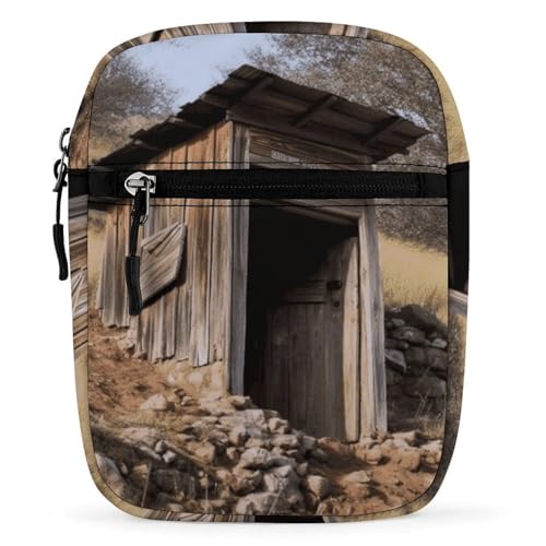 Personalized Small Crossbody Bag Water Resistant Messenger Bags Mini Old Ancient Outhouse Printing SlingBag For Men Women