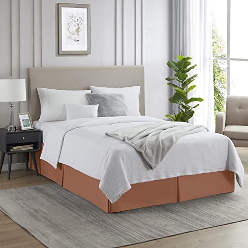 Image of Nestl Rust Twin XL Bed Skirt - Twin XL Size Bed Skirt 14 Inch Drop - Brushed Microfiber Bed Skirts - Hotel Quality Pleated Bed Skirt - Shrinkage & Fade Resistant