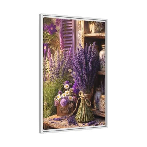 Cadre photo lavande pour mur vide | Grand tableau vertical violet 50x75