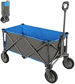 Portal Folding Trolley Cart Outdoor Wagon Collapsible with Removable Fabric Festival Garden Camping Picnic Cart Supports Max 100kg Portable Transport Trailer (Blue)