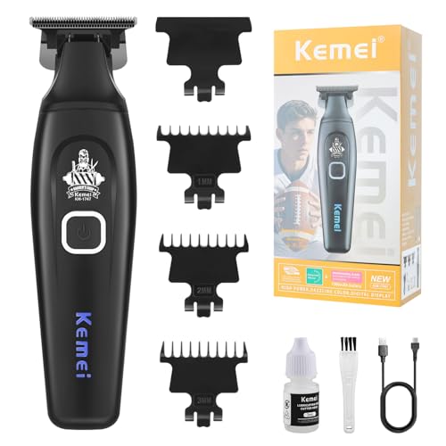 KEMEI Professional Hair Clipper & Cordless Barber Trimmer for Men, Clippers for Hair Cutting, Rechargeable T-Shaped Beard Trimmer, USB Charging, Gifts for Men
