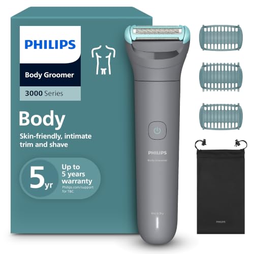 Philips Body Groomer BG3485/15 | Trim & shave body hair & balls | 100% showerproof | Skin-friendly | 2/3/5 mm combs | 80 min cordless | Battery indicator | USB charging | Easy to clean