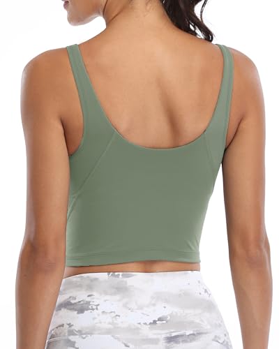 Image of Oalka Sports Bra Womens Longline Padded Crop Yoga Tank Tops