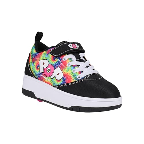 Heelys POP PRO Prints Wheeled Heel Shoe, Black/N. Pink/Tye DYE, 13 US Unisex Big Kid