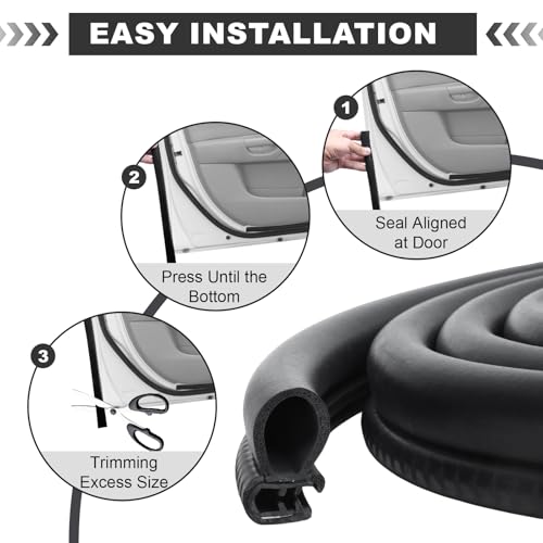 Image of DGSL Car Weather Stripping, 66Ft Automotive Door Seal Strip with Side Bulb Rubber Seal for Cars, Boats, Trucks, RVs