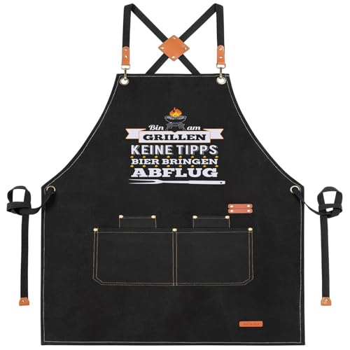 XCSJKJ Grillschürze für Männer Persönlich Grillen Geschenk BBQ Schürze Küchenschürze, Männer Geschenkideen Grillschürze Lustig Schürzen Bin am Grillen Schwarz Schürzen (Kreuzriemen Stil-4 Taschen) XCSJKJ Grillschürze für Männer Persönlich Grillen Geschenk BBQ Schürze Küchenschürze, Männer Geschenkideen Grillschürze Lustig Schürzen Bin am Grillen Schwarz Schürzen (Kreuzriemen Stil-4 Taschen)