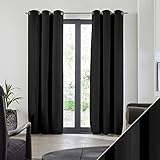 Buseu Verdunkelungsgardinen mit Ösen Blickdichte, 2er Set 245x140cm(HxB), Gardinen Schwarz Thermo Vorhang Kälteschutz Blickdicht Vorhänge für Schlafzimmer Kinderzimmer