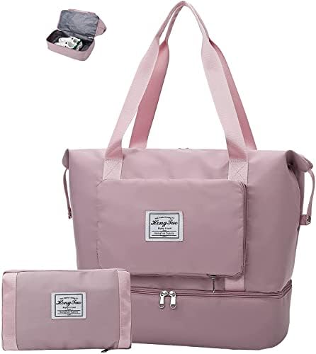 Large Capacity Folding Travel Bag with Dry Wet Separation Pocket, Expand Carry On Overnight Tote Bags for Women Airplanes with Luggage Sleeve, Waterproof Travel Duffle Gym Weekend Bags(deep pink)) 1 Large Capacity Folding Travel Bag with Dry Wet Separation Pocket, Expand Carry On Overnight Tote Bags for Women Airplanes with Luggage Sleeve, Waterproof Travel Duffle Gym Weekend Bags(deep pink))