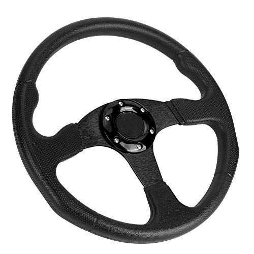 Lenkrad, Lenkrad, 350Mm Flach Lenkrad 350Mm14In Rennwagen Sport Lenkrad Deep Dish 6 Bolzen Universal Modifizierter Zubehör Schwarz (Schwarz)