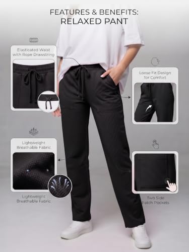 Image of Mehrang Women's Wide-Leg Side Pocket Trouser|Palazzo Pants|High Waist Trousers with Drawstring|Lightweight Casual & Travel Wear|Women Trousers Pants | Trousers Flared Korean Style