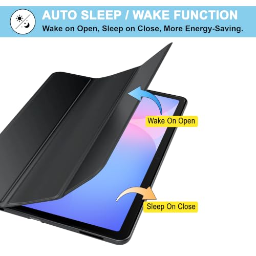 Image of CEDO Smart Case for Samsung Tab S10 FE / S10 Lite (10.9 in) Tri-Fold Flip Folio Cover | Pencil Holder | Auto Wake-Up /Sleep Mode | Multi View Angles Stand TPU Backcover (Black)