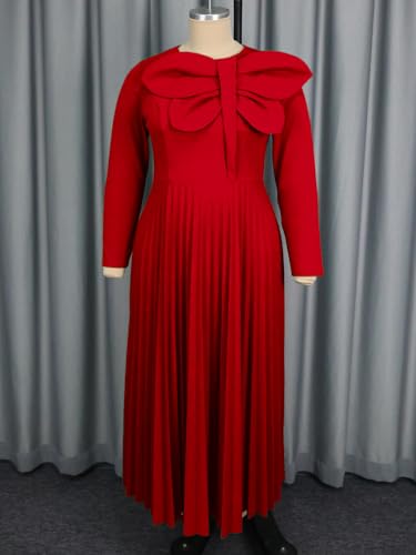 Image of AOMEI Casual Church Dresses for Women 2026 Summer Pleated Short Sleeve Round Neck Dragonfly Spring Maxi Dress