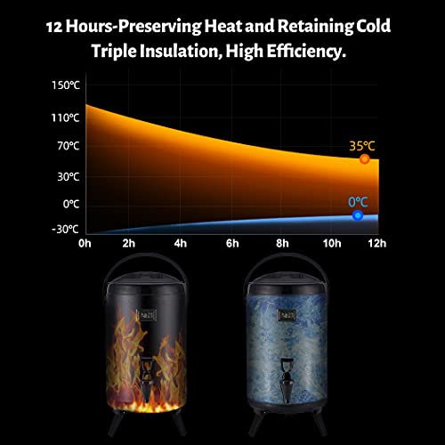 Wantjoin Insulated Beverage Dispenser-Thermal Hot And Cold Beverage Dispenser-Tea Dispenser-Stainless Steel 12 L Hot Drink Dispenser With Spigot For Hot Tea & Coffee, Cold Milk, Water, Juice (Black) #TOP5