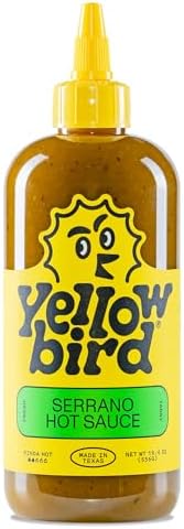 Serrano Hot Sauce by Yellowbird Foods, All Natural, Non-GMO, 19.6 oz bottle